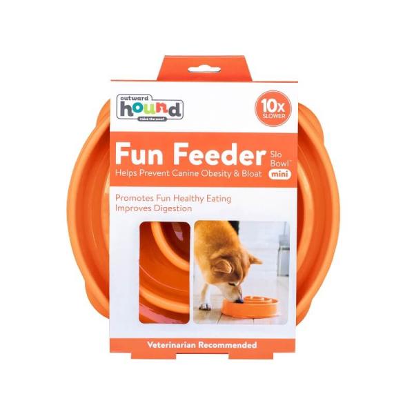 Outward Hound Fun Feeder Slo Bowl Medium/Mini Orange